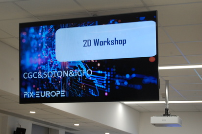 Overhead projection slide with the workshop title shown