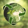 Hand holding the Earth with green recycling arrows representing sustainability
